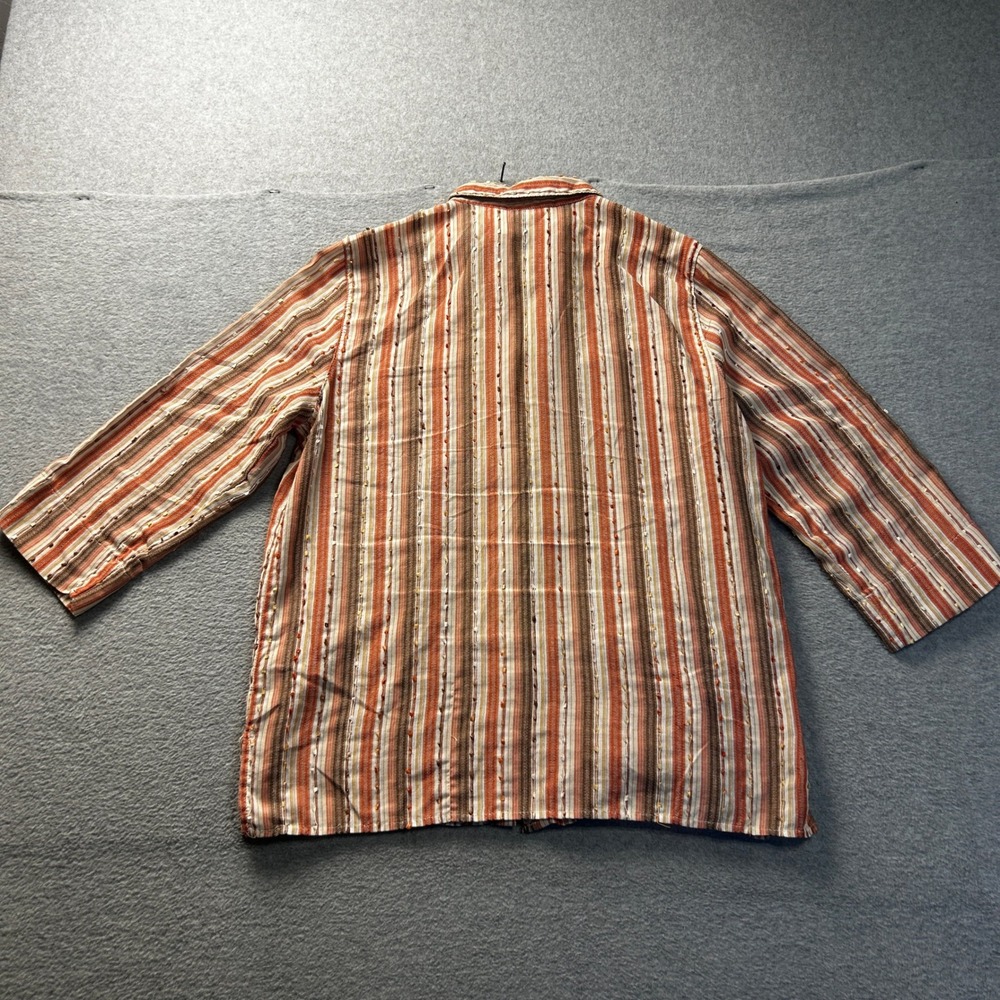 Striped Button Front 3/4 Sleeve Womens Size 8 Brown Orange Blouse  Alfred Dunner - Picture 2 of 8